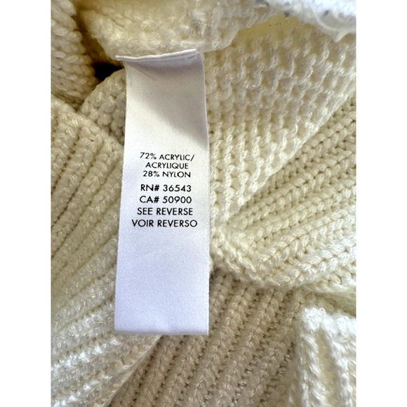 Calvin Klein Sweater Sz Large Women’s Cream Black Acrylic Knit Side Zip MOD 90's - Picture 10 of 10